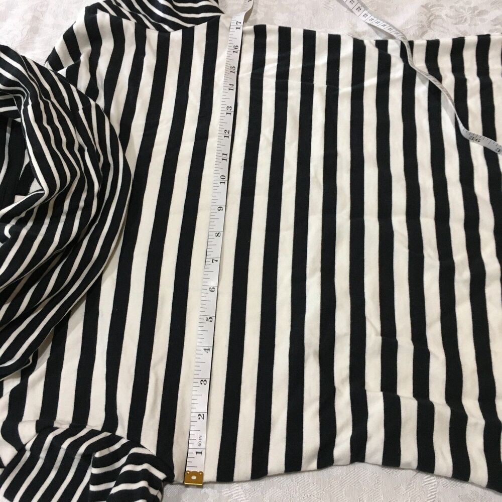 Merona Cowl Neck Striped Top Size S Tunic Black White Cotton Blend Stretch Knit - Picture 8 of 9